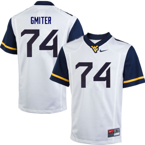 Men #74 James Gmiter West Virginia Mountaineers College Football Jerseys Sale-White - Click Image to Close